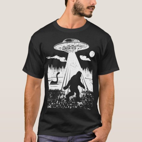 Bigfoot UFO Abduction Sasquatch Loch Ness Monster T_Shirt