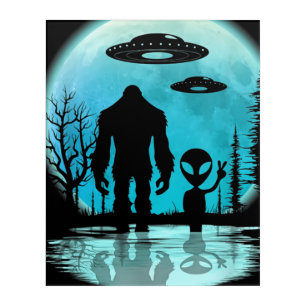 Bigfoot UFO Alien Acrylic Print