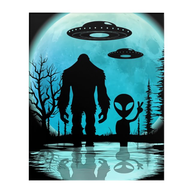 Bigfoot UFO Alien Acrylic Print (Front)