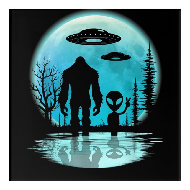 Bigfoot UFO Alien Acrylic Print (Front)