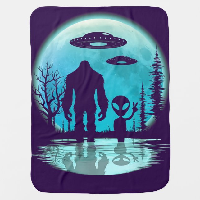 Bigfoot UFO Alien Baby Blanket (Front)