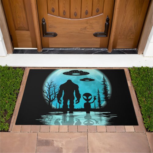 Bigfoot UFO Alien Doormat