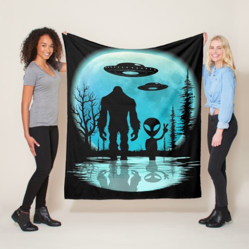 Bigfoot UFO Alien Fleece Blanket