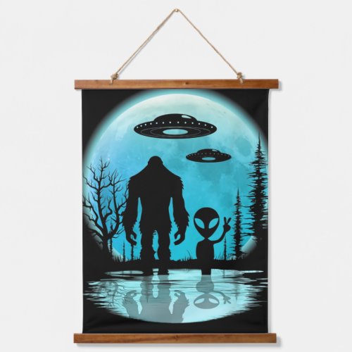 Bigfoot UFO Alien Hanging Tapestry
