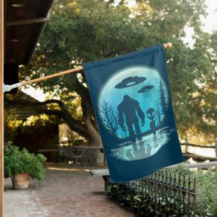Bigfoot UFO Alien House Flag