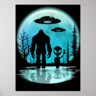 Bigfoot UFO Alien  Poster