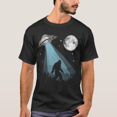 Bigfoot UFO Conspiracy Moon Stars Night Nature T_Shirt