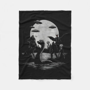 Bigfoot Ufo Loch Ness Monster Mothman And Aliens! Fleece Blanket