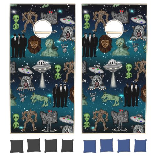 Bigfoot UFOs Aliens and other Cryptids  Cornhole Set