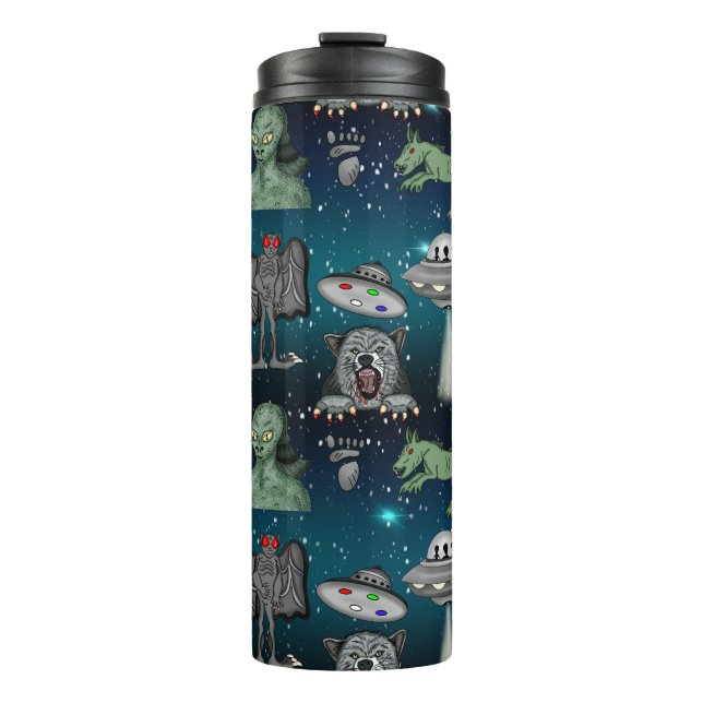 Bigfoot, UFOs, Aliens, Mothman, Dogman, Cryptids  Thermal Tumbler (Front)