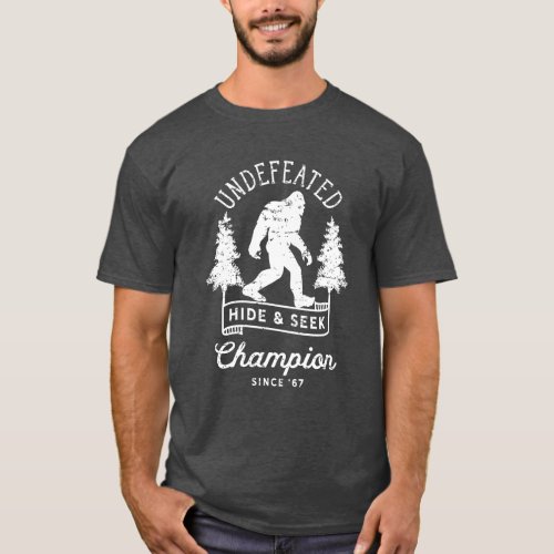Bigfoot Undefeated Hide and Seek Champion Distress T_Shirt
