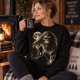 Bigfoot Under the Moon Vintage Cryptid Forest Sweatshirt