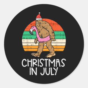 Bigfoot Unicorn Floatie Christmas In July Retro Sa Classic Round Sticker