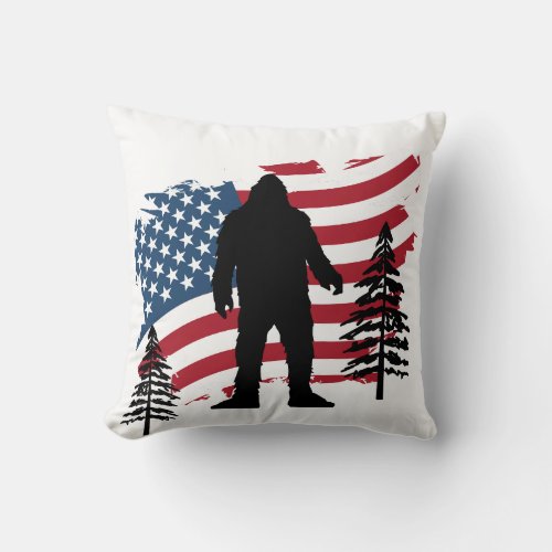 Bigfoot USA America _ Quality Throw Pillow