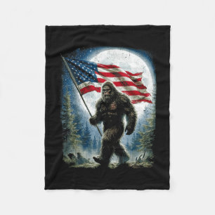 Bigfoot usa american flag 4th of july sasquatch fleece blanket