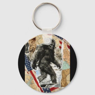Bigfoot usa american flag sasquatch patriotic 4th keychain