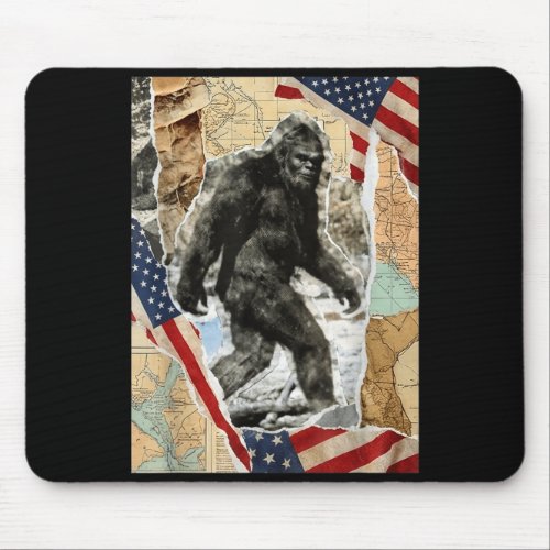 Bigfoot usa american flag sasquatch patriotic 4th mouse pad