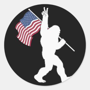 Bigfoot Usa Flag  Classic Round Sticker