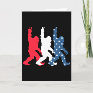 Bigfoot Usa Flag - Independence Day - Patriotic 4t Card