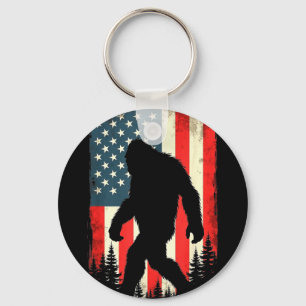 Bigfoot usa flag patriotic fourth of july keychain