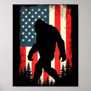 Bigfoot usa flag patriotic fourth of july poster