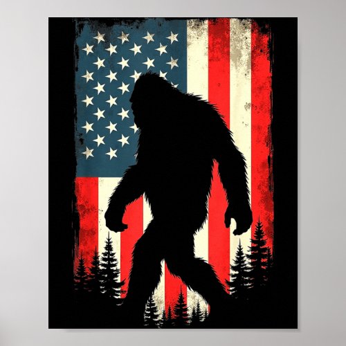 Bigfoot usa flag patriotic fourth of july poster