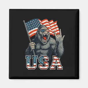 Bigfoot Usa Sasquatch 4th Of July American Flag Pa Magnet