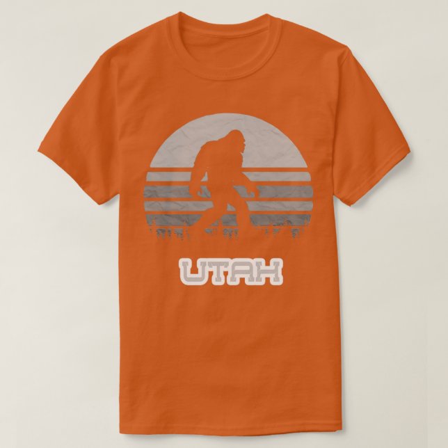 Bigfoot Utah State Monochrome Sasquatch Yeti T-Shirt (Design Front)