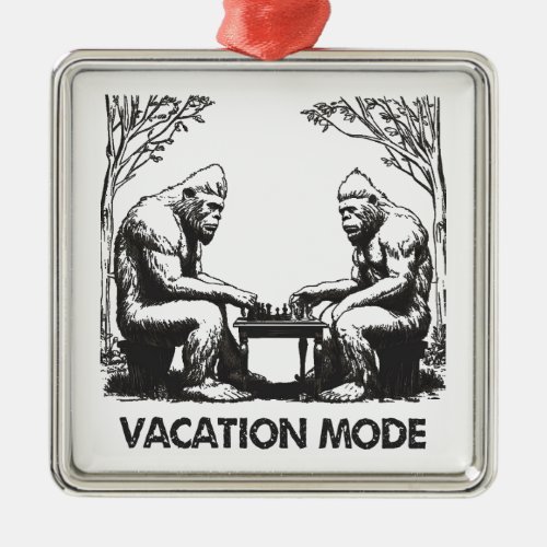 Bigfoot Vacation Mode Chess Metal Ornament