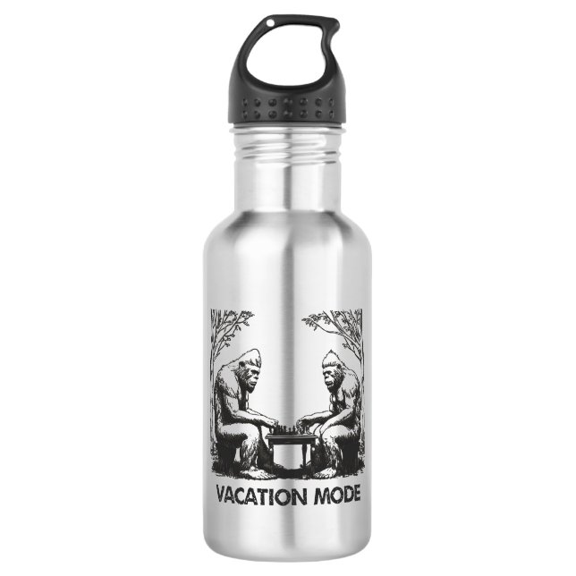 Bigfoot Vacation Mode Chess Stainless Steel Water Bottle (Front)