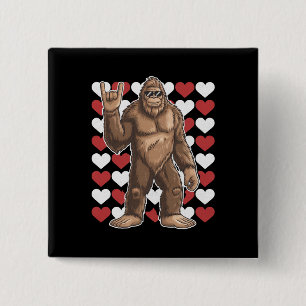 Bigfoot Valentines Day Funny Hearts Sasquatch Love Button