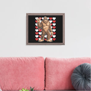 Bigfoot Valentines Day Funny Hearts Sasquatch Love Canvas Print
