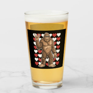 Bigfoot Valentines Day Funny Hearts Sasquatch Love Glass