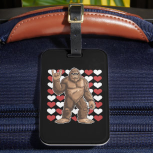 Bigfoot Valentines Day Funny Hearts Sasquatch Love Luggage Tag