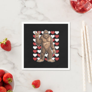 Bigfoot Valentines Day Funny Hearts Sasquatch Love Napkins
