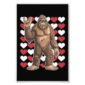 Bigfoot Valentines Day Funny Hearts Sasquatch Love Photo Print