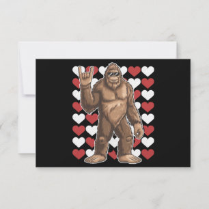 Bigfoot Valentines Day Funny Hearts Sasquatch Love Thank You Card