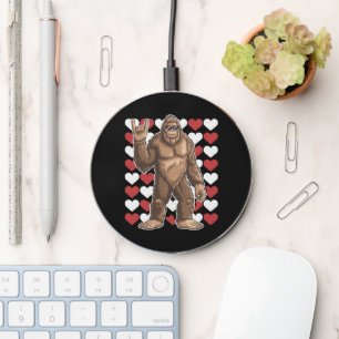 Bigfoot Valentines Day Funny Hearts Sasquatch Love Wireless Charger