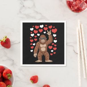 Bigfoot Valentines Day Funny Hearts Sasquatch Napkins