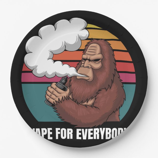bigfoot vape vector illustration paper plates (Front)
