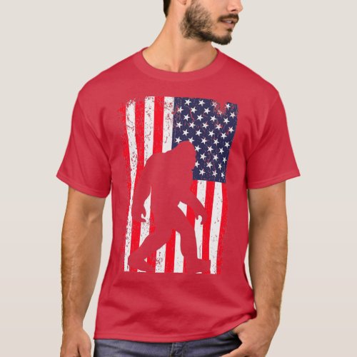 Bigfoot Vintage American Flag T_Shirt