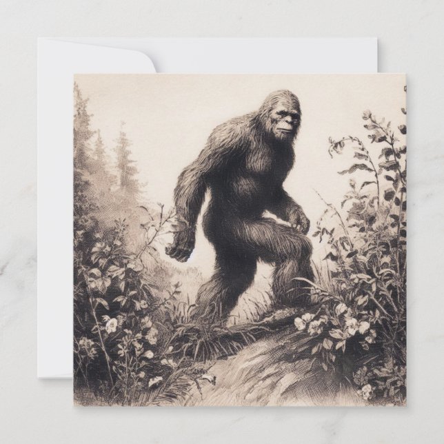 Bigfoot Vintage Illustration Folklore Card (Front)