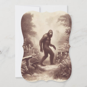 Bigfoot Vintage Illustration Folklore Flat Card