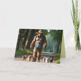 Bigfoot Walkin' the Dog Card