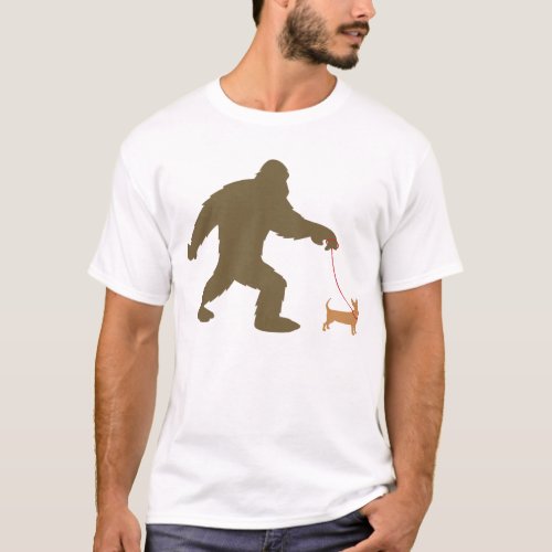 Bigfoot Walking A Chiweenie T_Shirt
