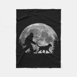Bigfoot Walking A Dog Labrador Retriever Dad Moon Fleece Blanket