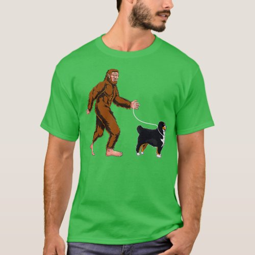 Bigfoot Walking Bernese Mountain Dog T_Shirt