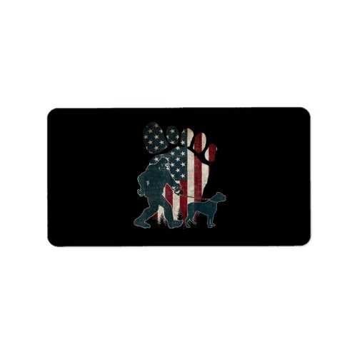 Bigfoot Walking Boxer Silhouette American Usa Flag Label