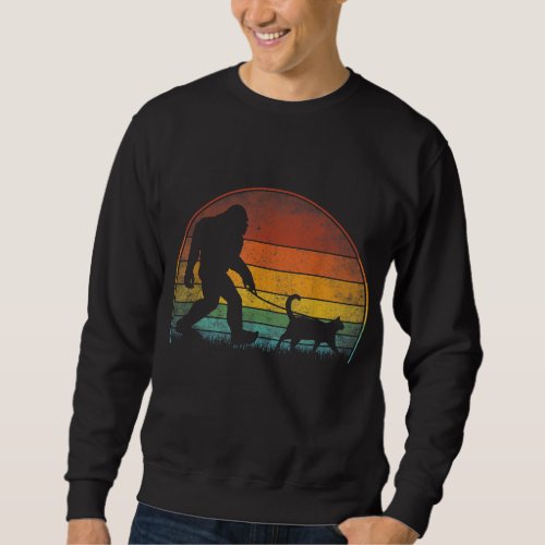 Bigfoot Walking Cat Sasquatch Black Cat Lover Gift Sweatshirt