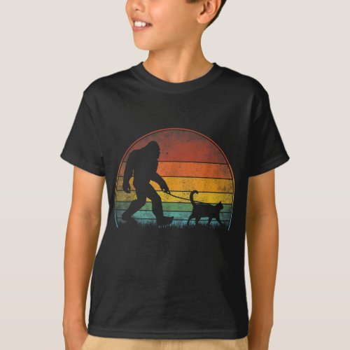 Bigfoot Walking Cat Sasquatch Black Cat Lover Gift T_Shirt